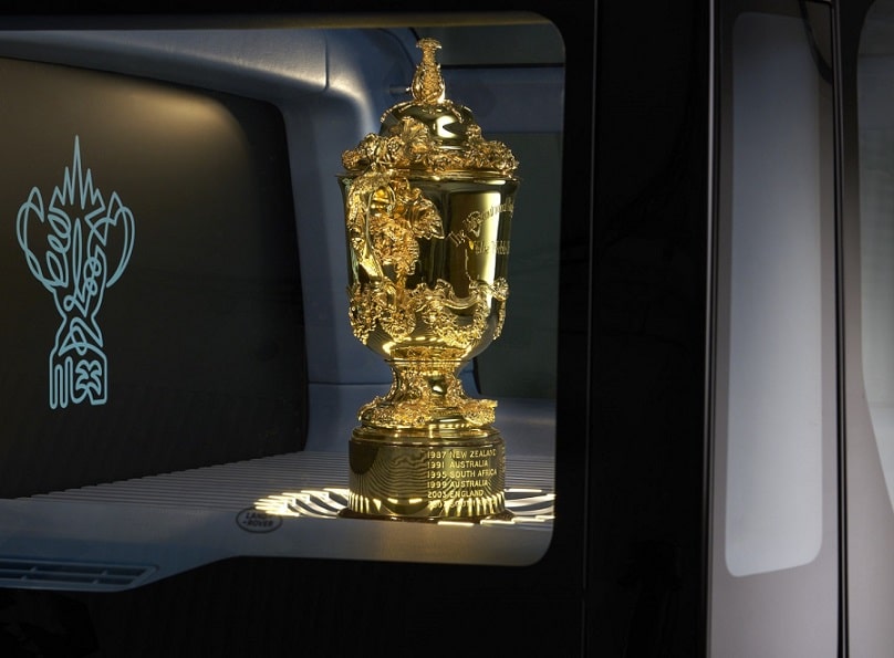 Rugby World Cup 2023 Trophy Car, a unique electric hybrid Defender 110 