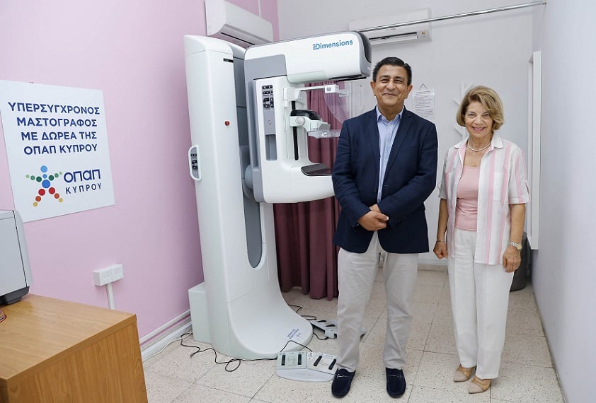 OPAP Cyprus CEO Demetris Aletraris and Health Minister Popi Kanari