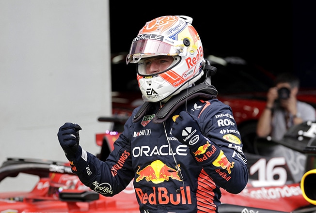 image Verstappen sees off Leclerc for fourth pole in a row