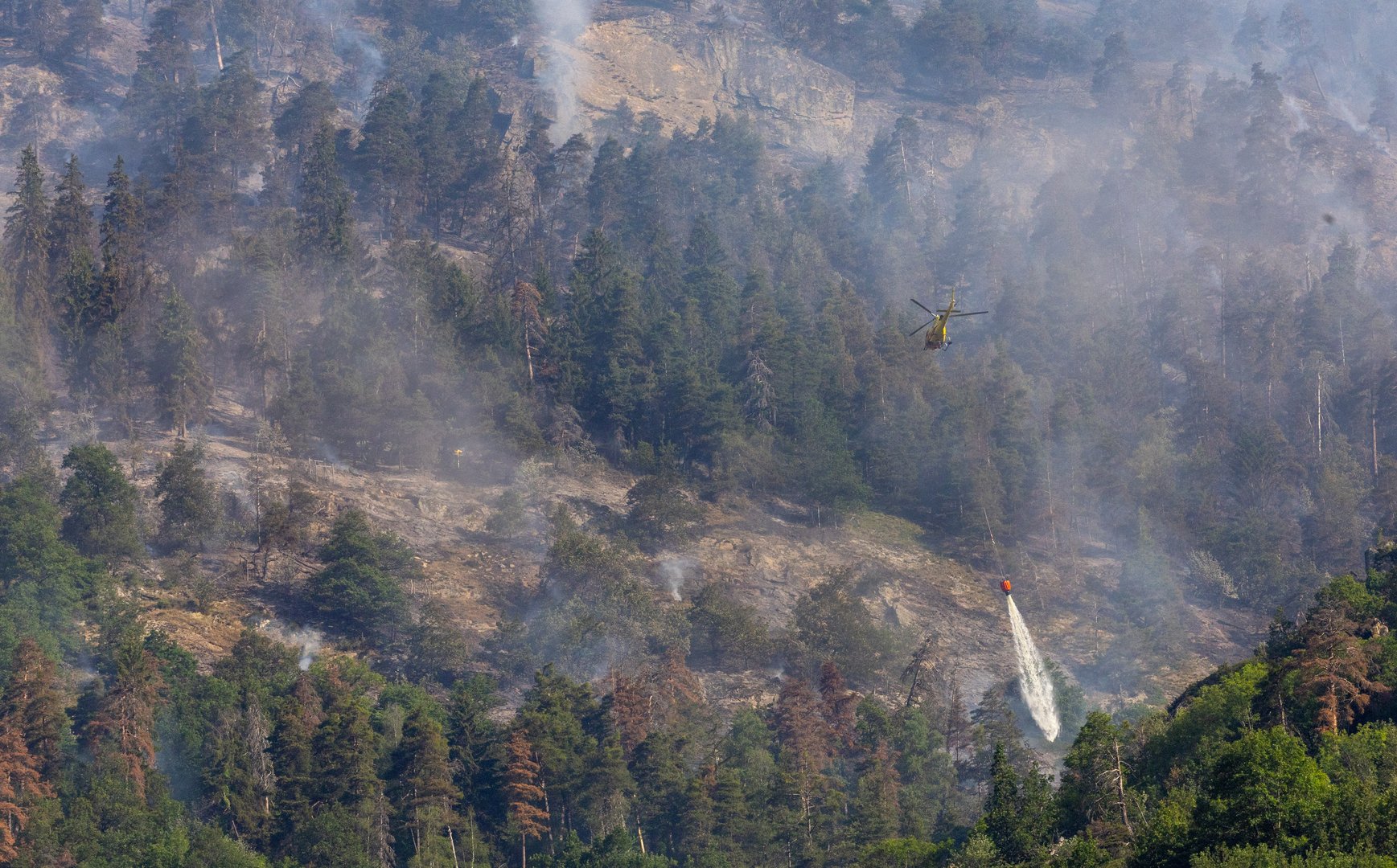 image Switzerland fights to contain forest fire near Italy border as winds pick up