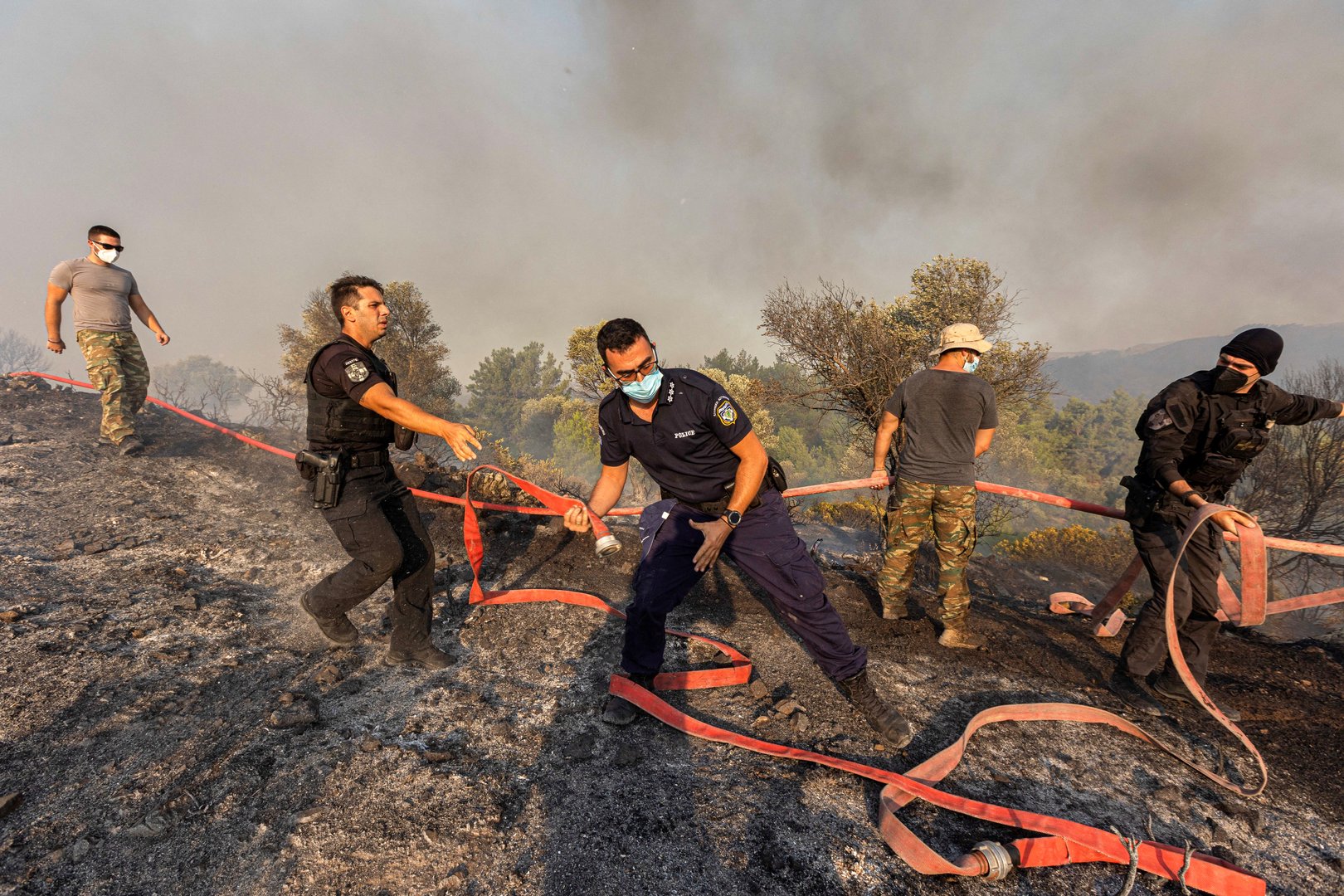 wildfire burns on the island of rhodes