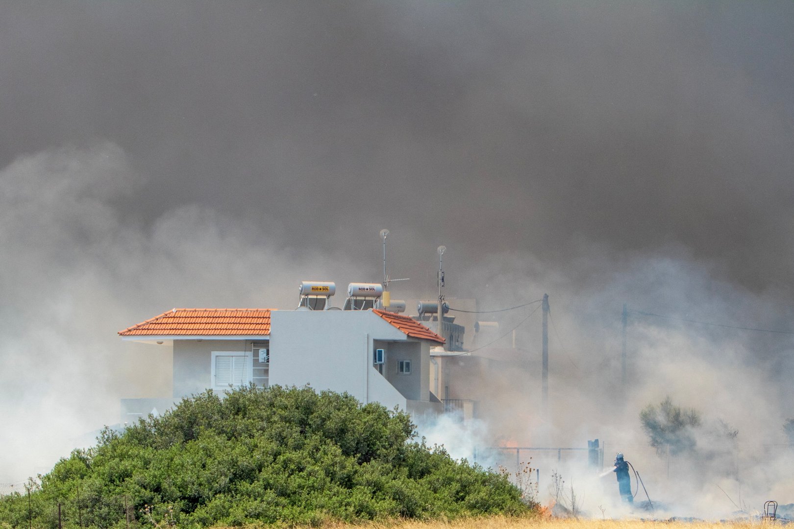 wildfire burns on the island of rhodes