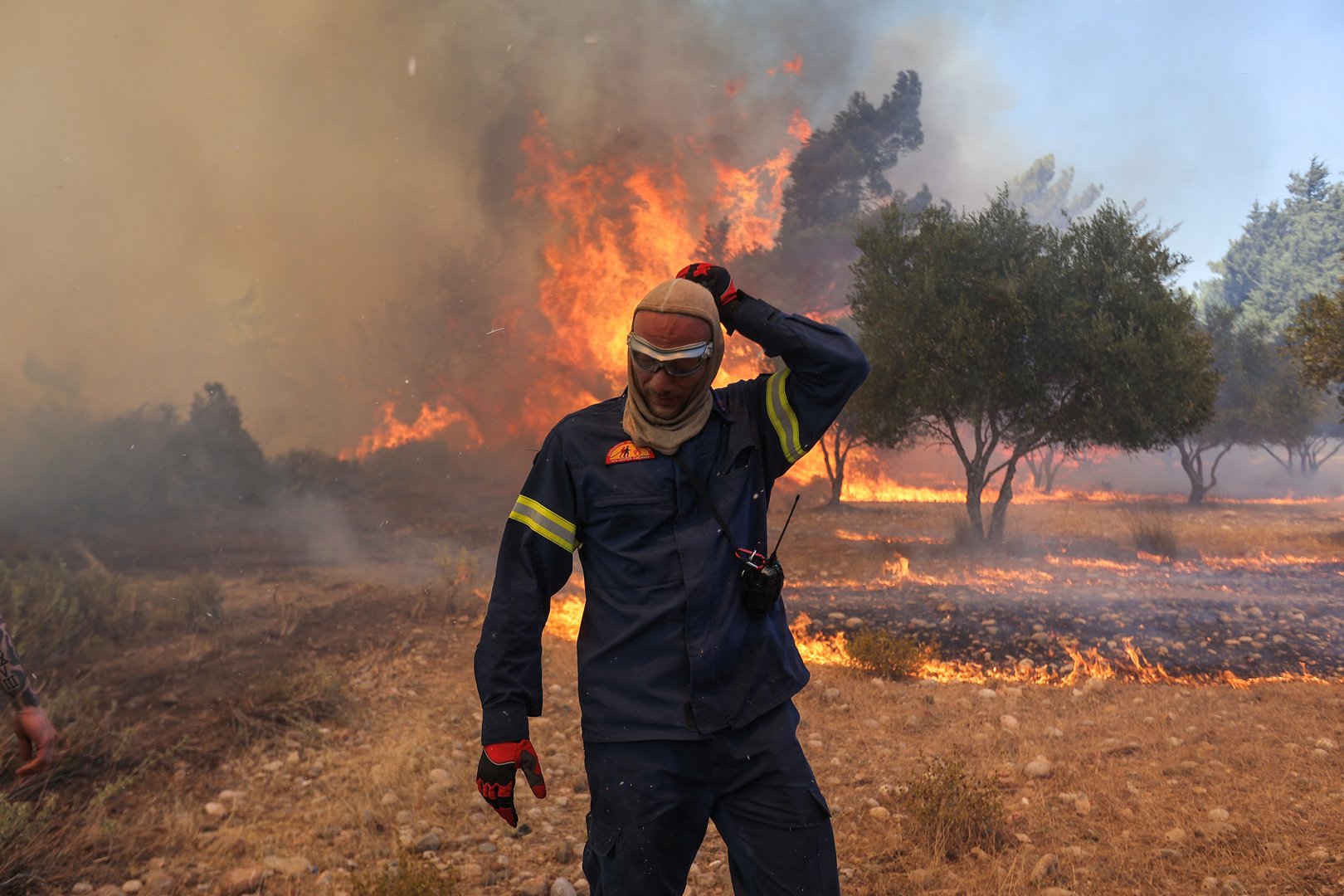 wildfire burns on the island of rhodes