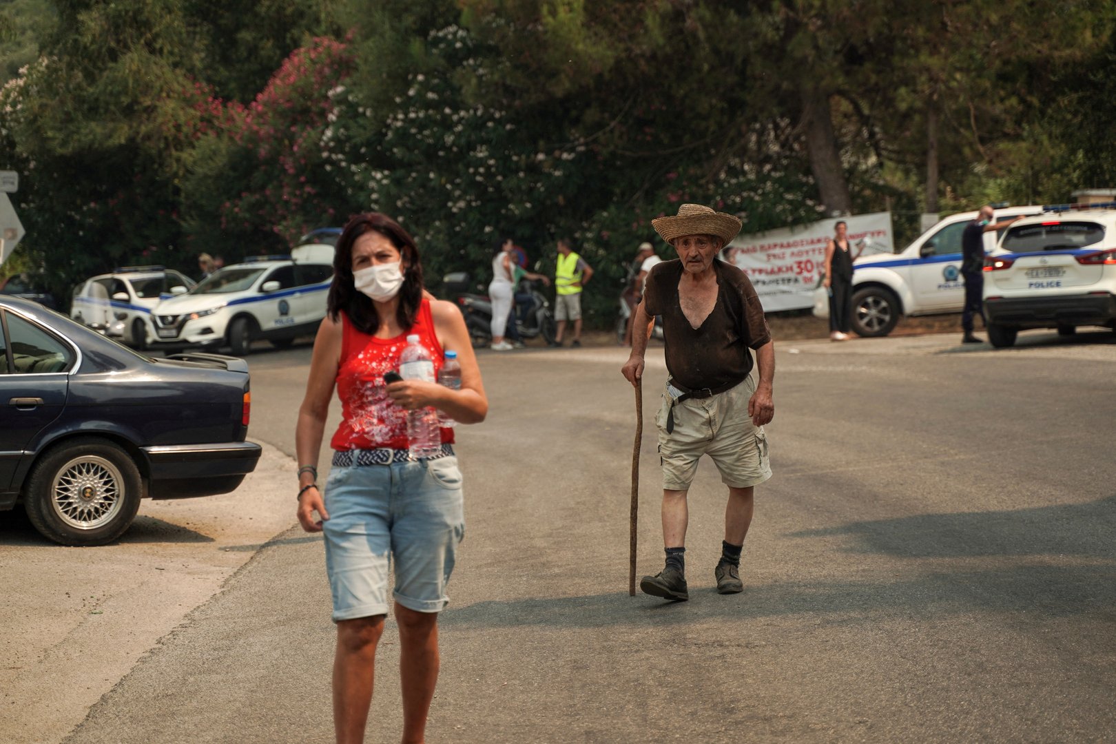 wildfire burns on the island of corfu