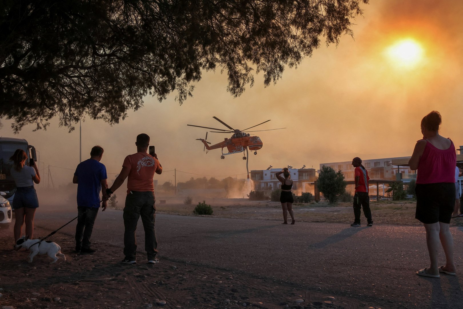 wildfire burns on the island of rhodes