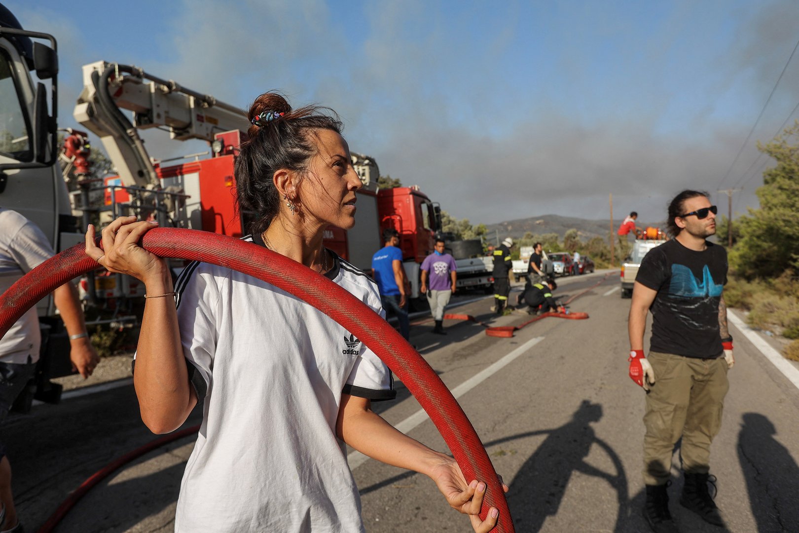wildfire burns on the island of rhodes