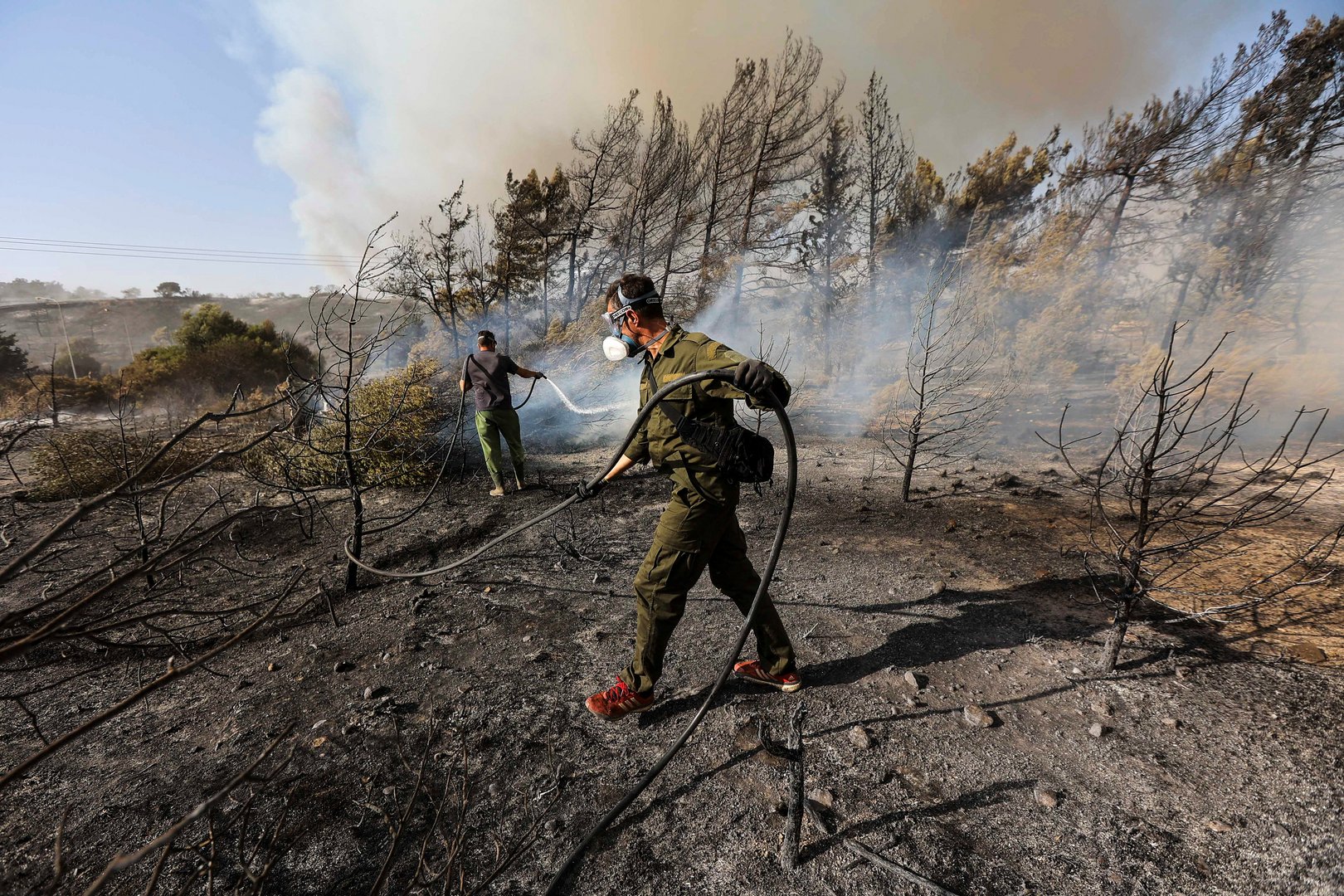 wildfire burns on the island of rhodes