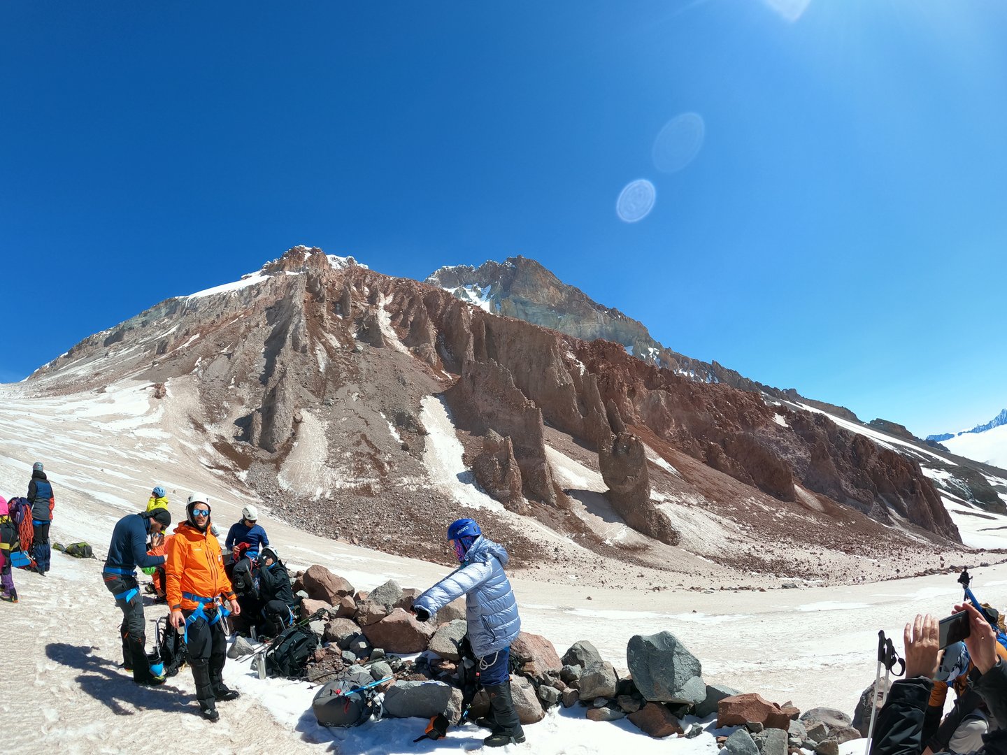 image Cypriot flag hoisted atop mount Kazbek