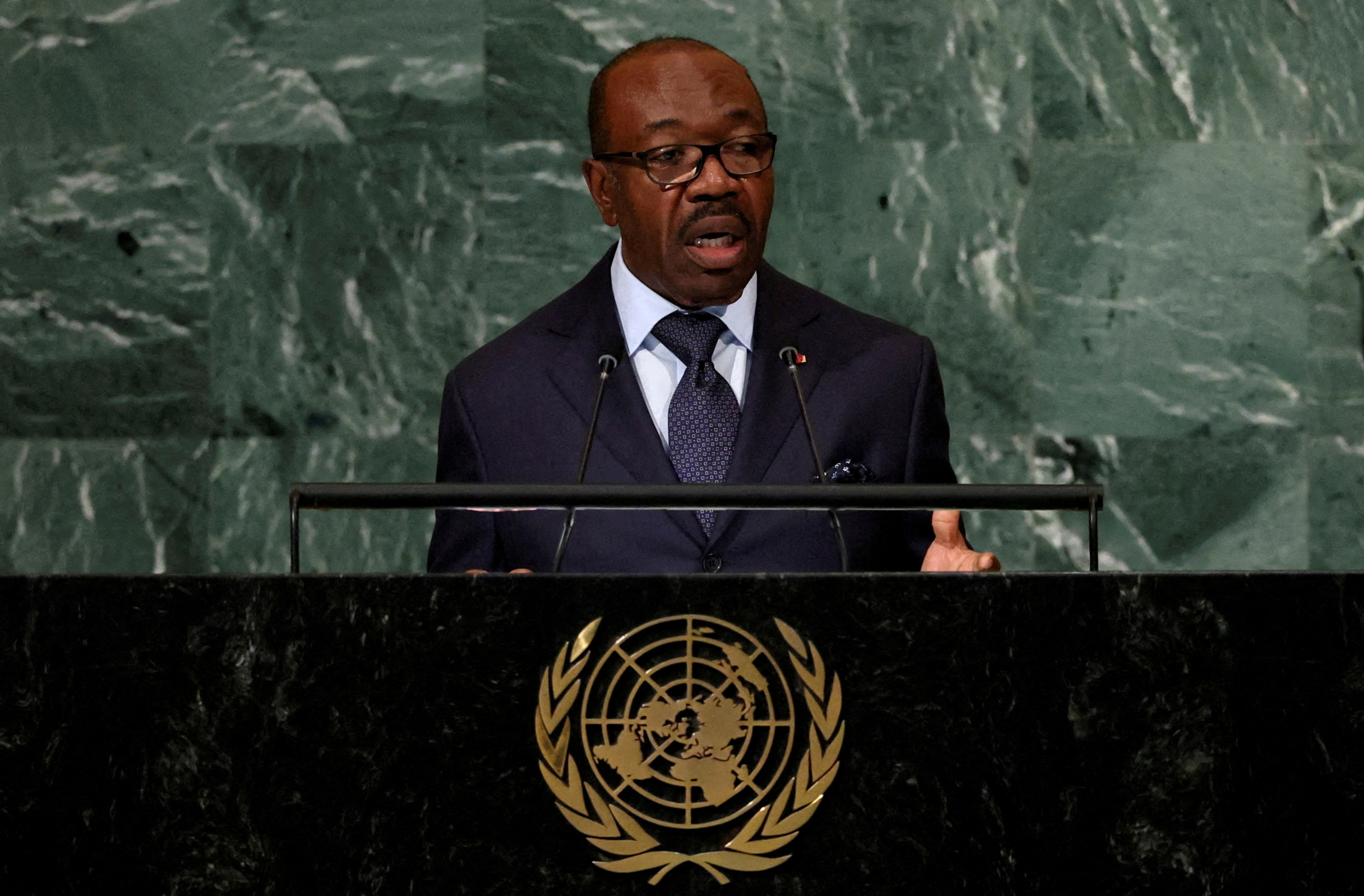 image Gabonese military officers announce they have seized power