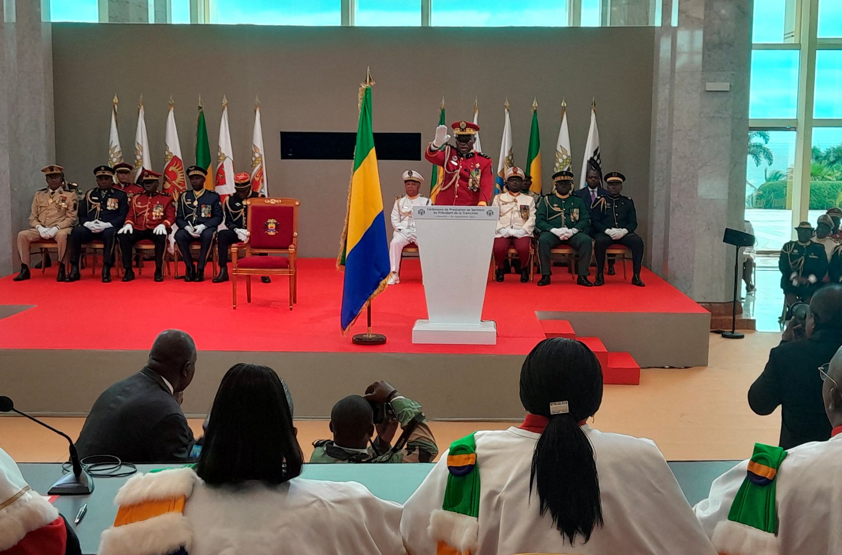 image Gabon coup leader sworn in as interim president in scene of jubilation