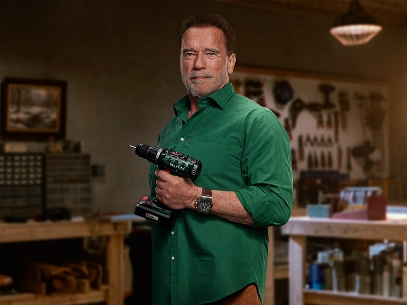 image Schwarzenegger offers DIY motivation in PARKSIDE ads