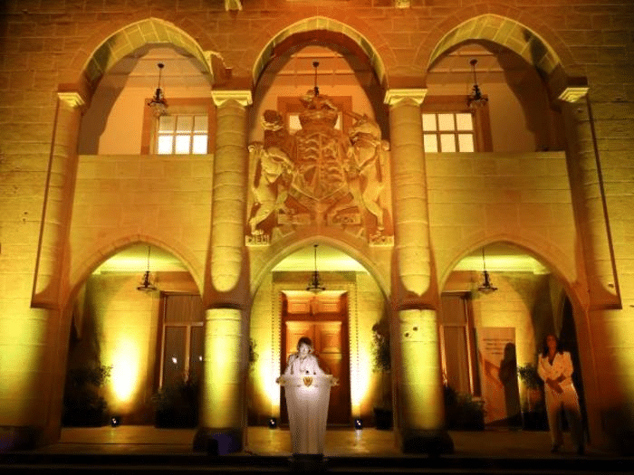 image Presidential palace lights up yellow for Childhood cancer awareness month