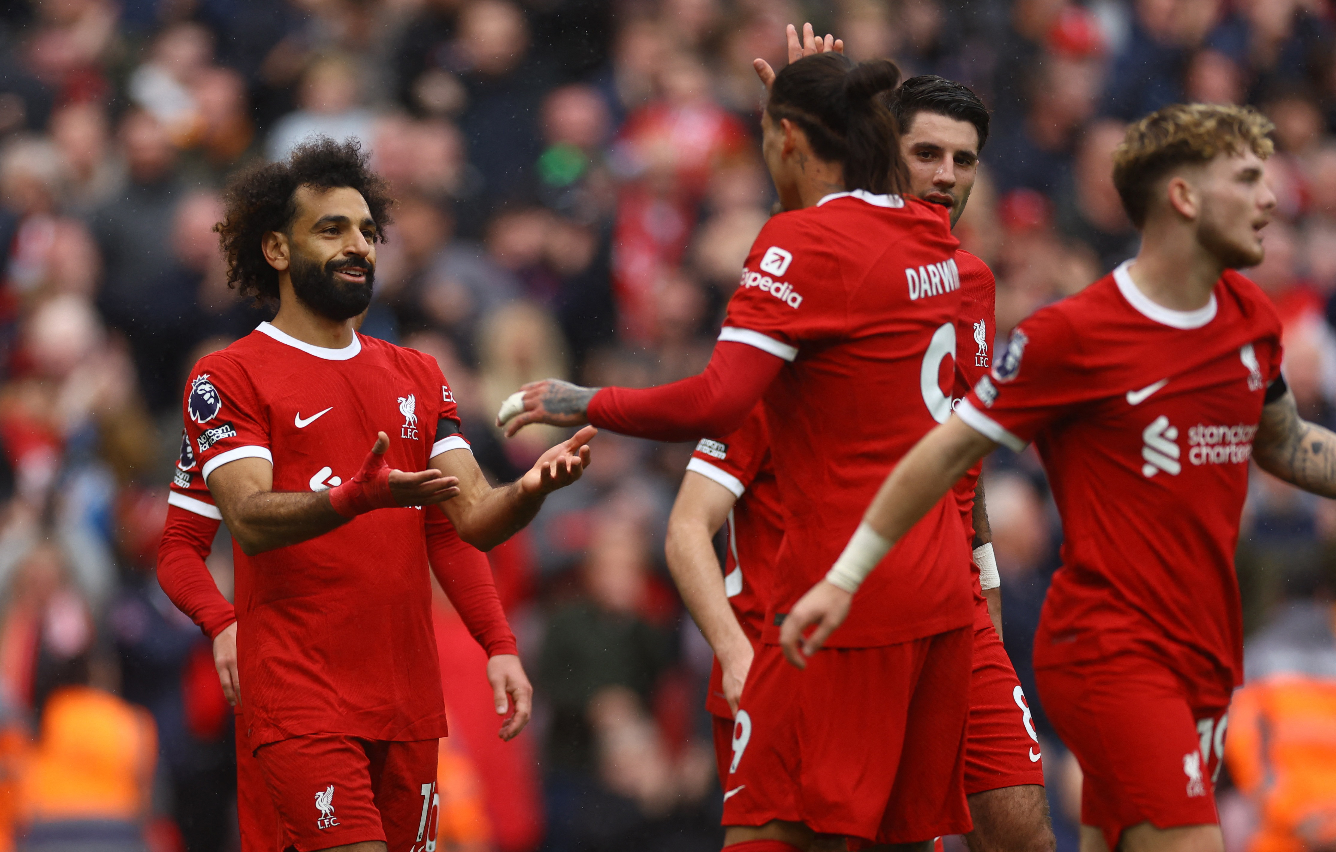 image Salah brace earns Liverpool 2-0 win over 10-man Everton in derby