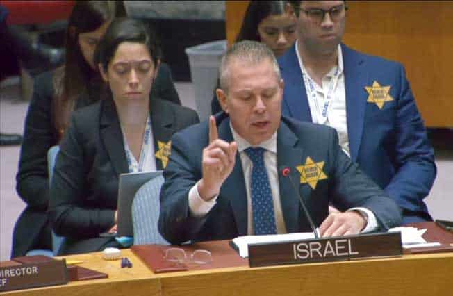 image Israel&#8217;s UN delegates criticised for wearing yellow stars as &#8216;symbol of pride&#8217;