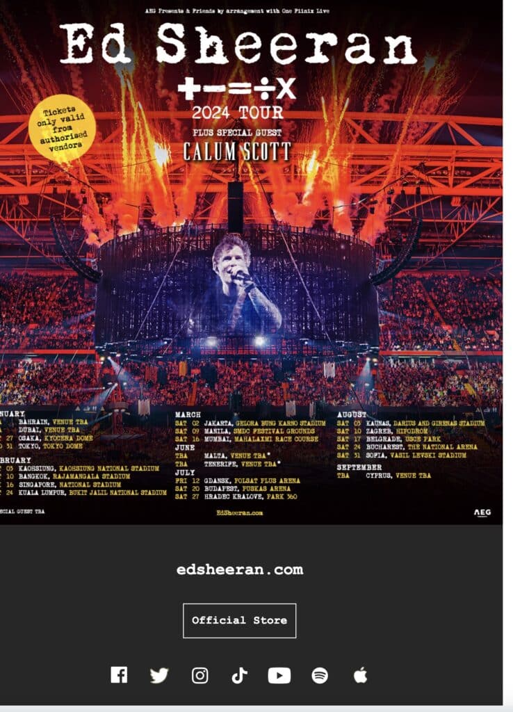 ed sheeran tour
