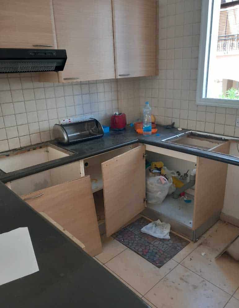 feature iole kitchen after it was wrecked