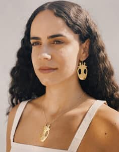 feature3 christina wearing hand crafted jewellery inspired by cultural objects