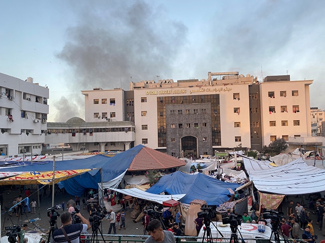 image Palestinian officials say Israeli air strikes hit Gaza hospitals and school