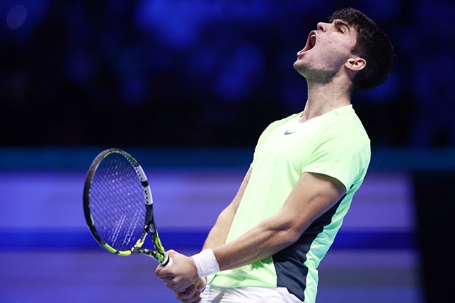 image Brilliant Alcaraz downs Medvedev to reach last four at ATP Finals