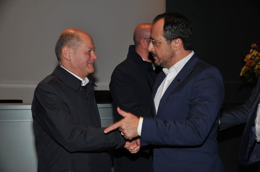 German Chancellor Olaf Scholz with President Christodoulides