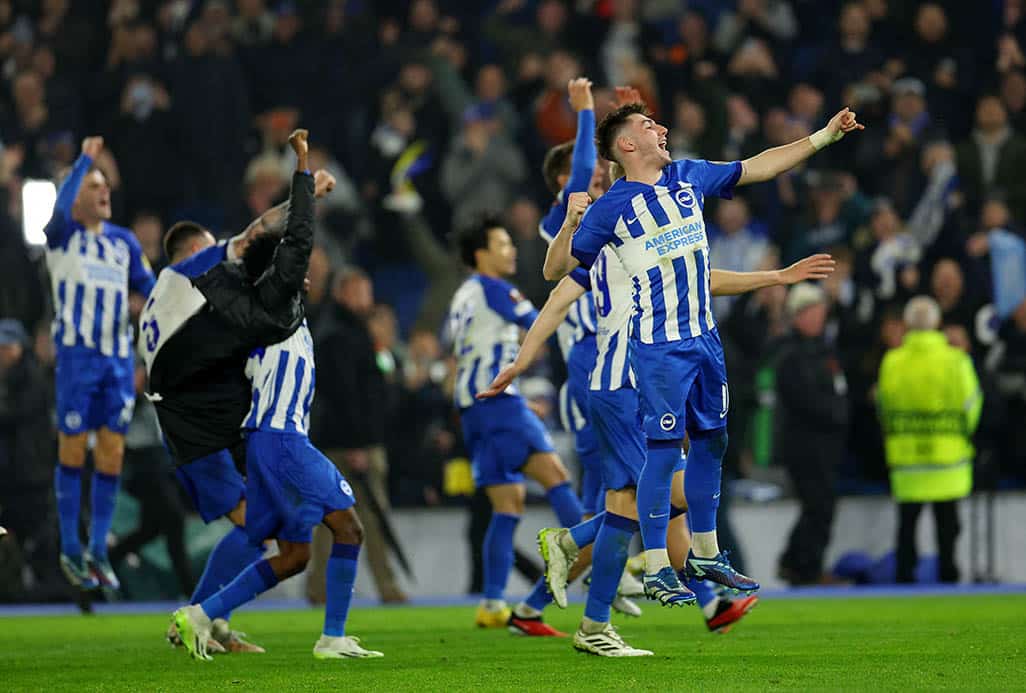 image Brighton seal top spot in Europa League group, Liverpool lose