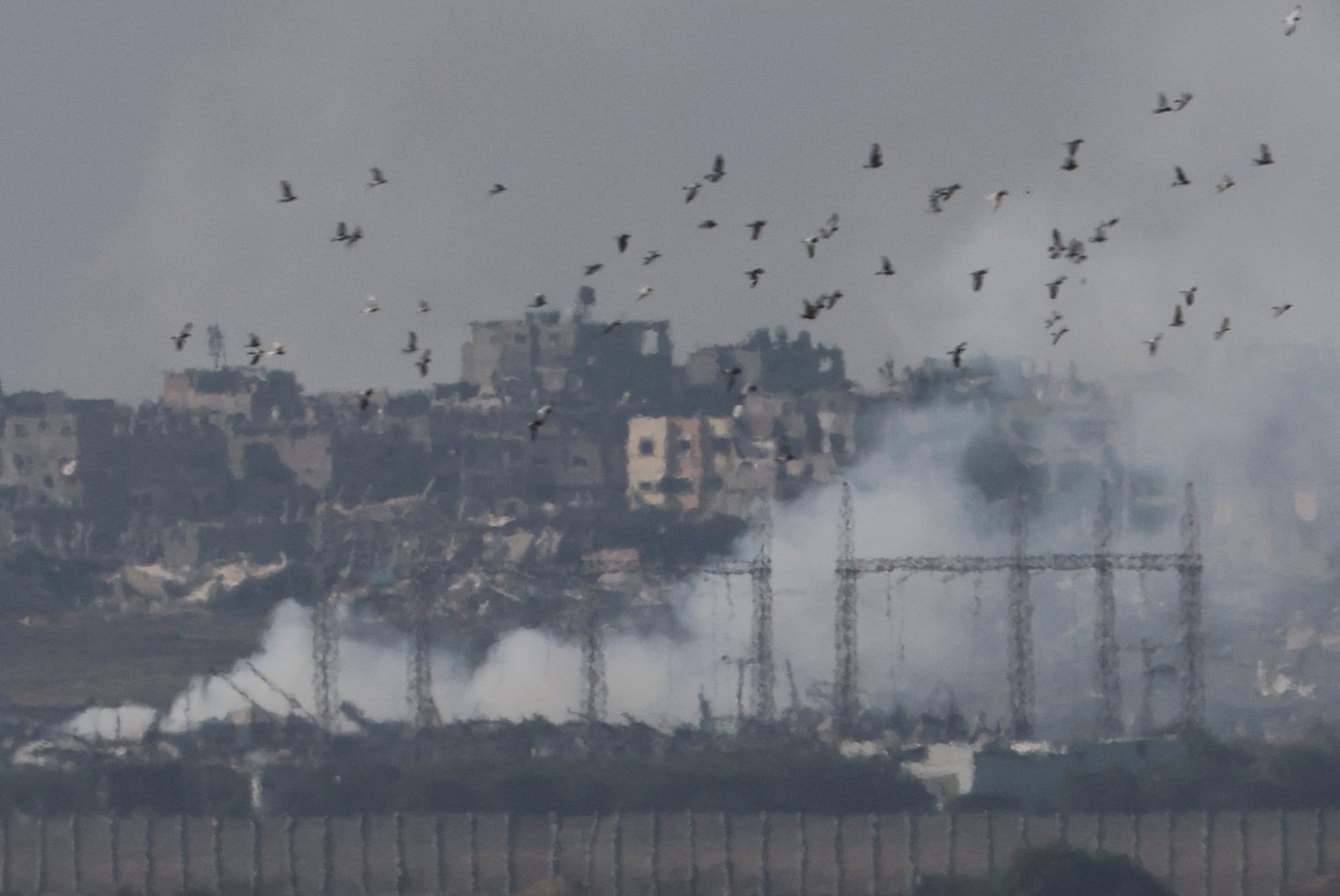 image Gaza workers wrap bodies in shrouds in bombed-out northern Gaza