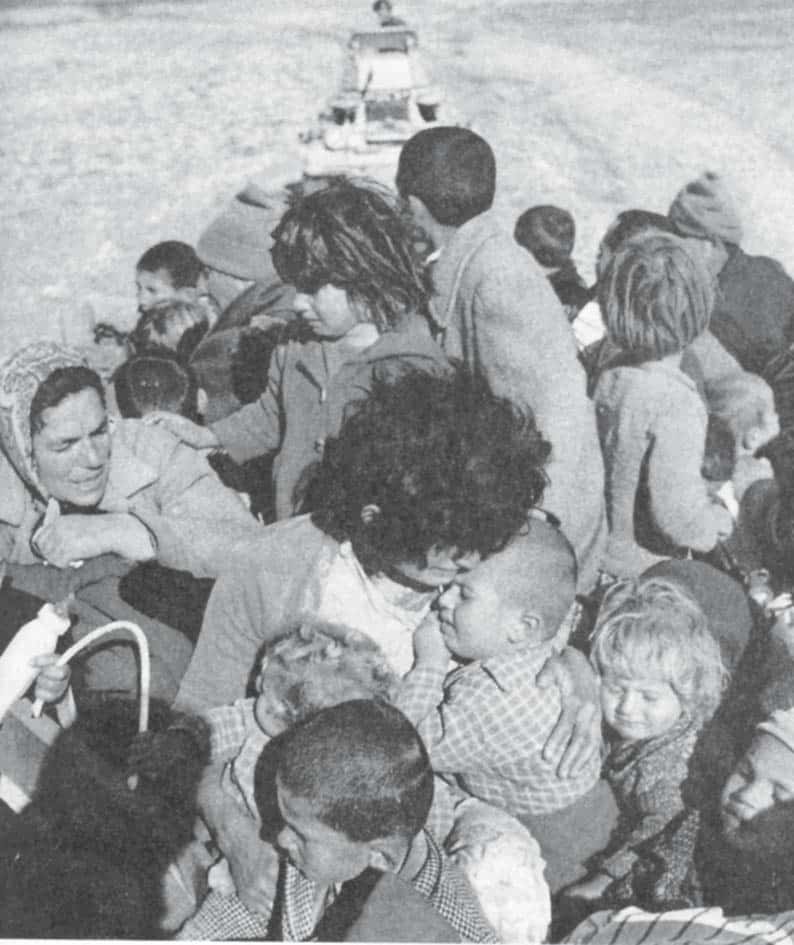 feature nik women and children being evacuated from the turkish cypriot village of ayios sozomenos