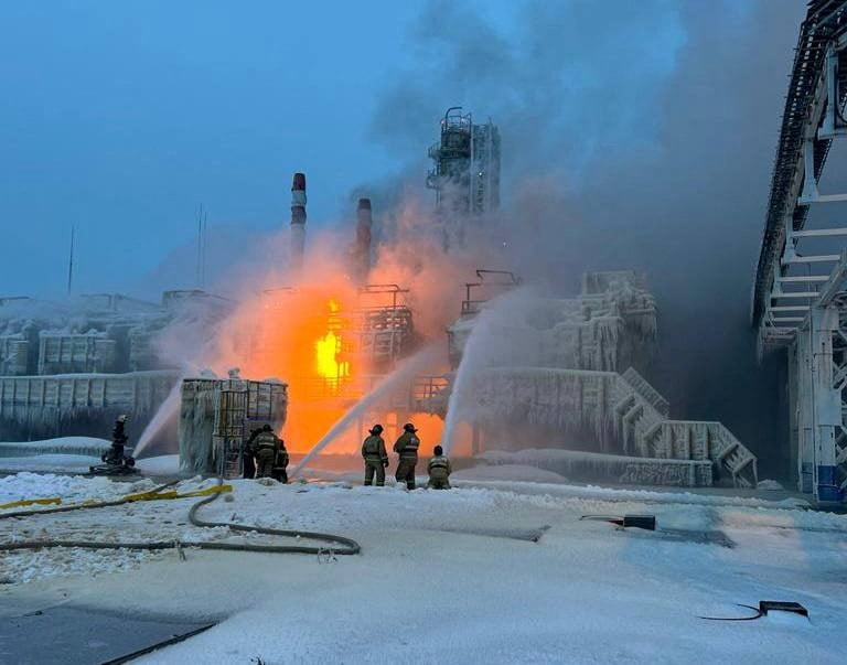 image Fire erupts at Russia&#8217;s Novatek Baltic Sea terminal after explosions heard
