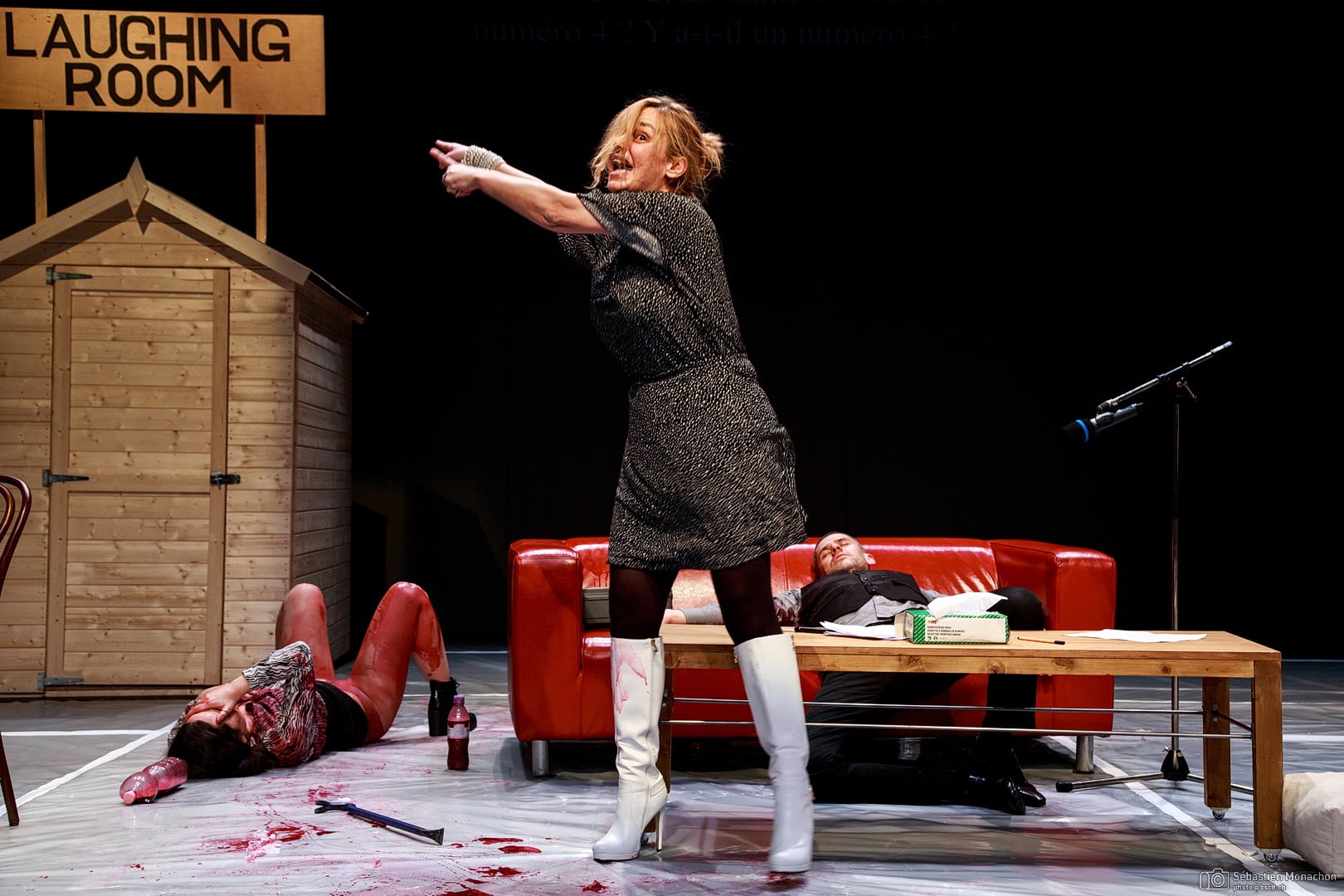 image Despair, futility, drowing in blood on Larnaca stage