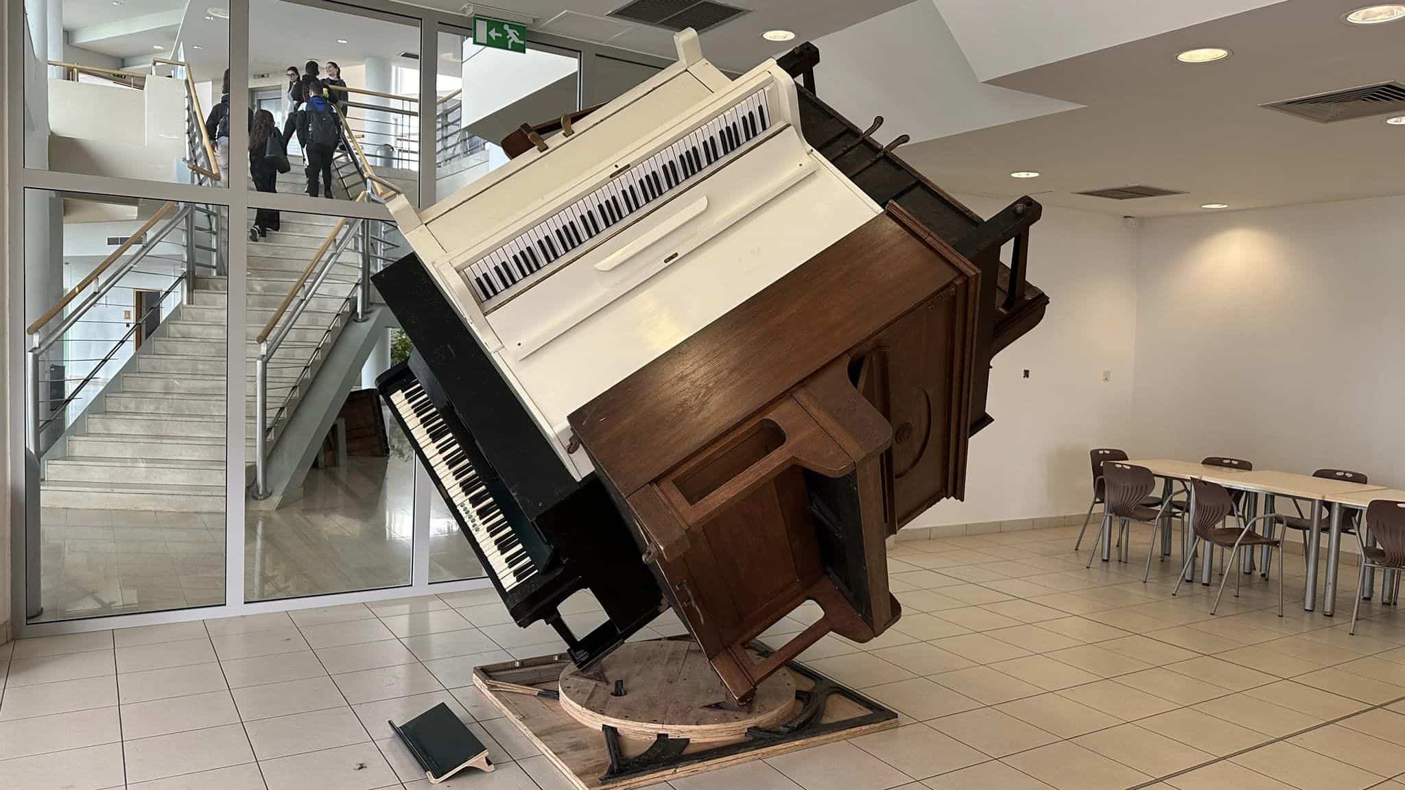 image Two iconic sculptures of eight pianos donated to UCY