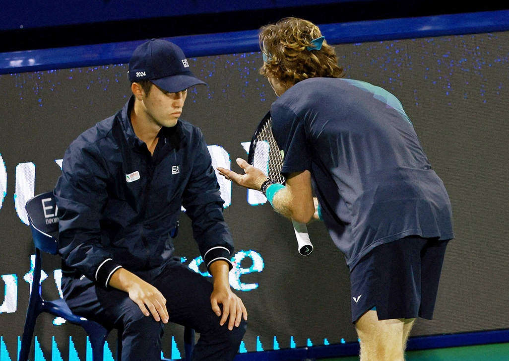 image Rublev defaulted for screaming at line judge in Dubai