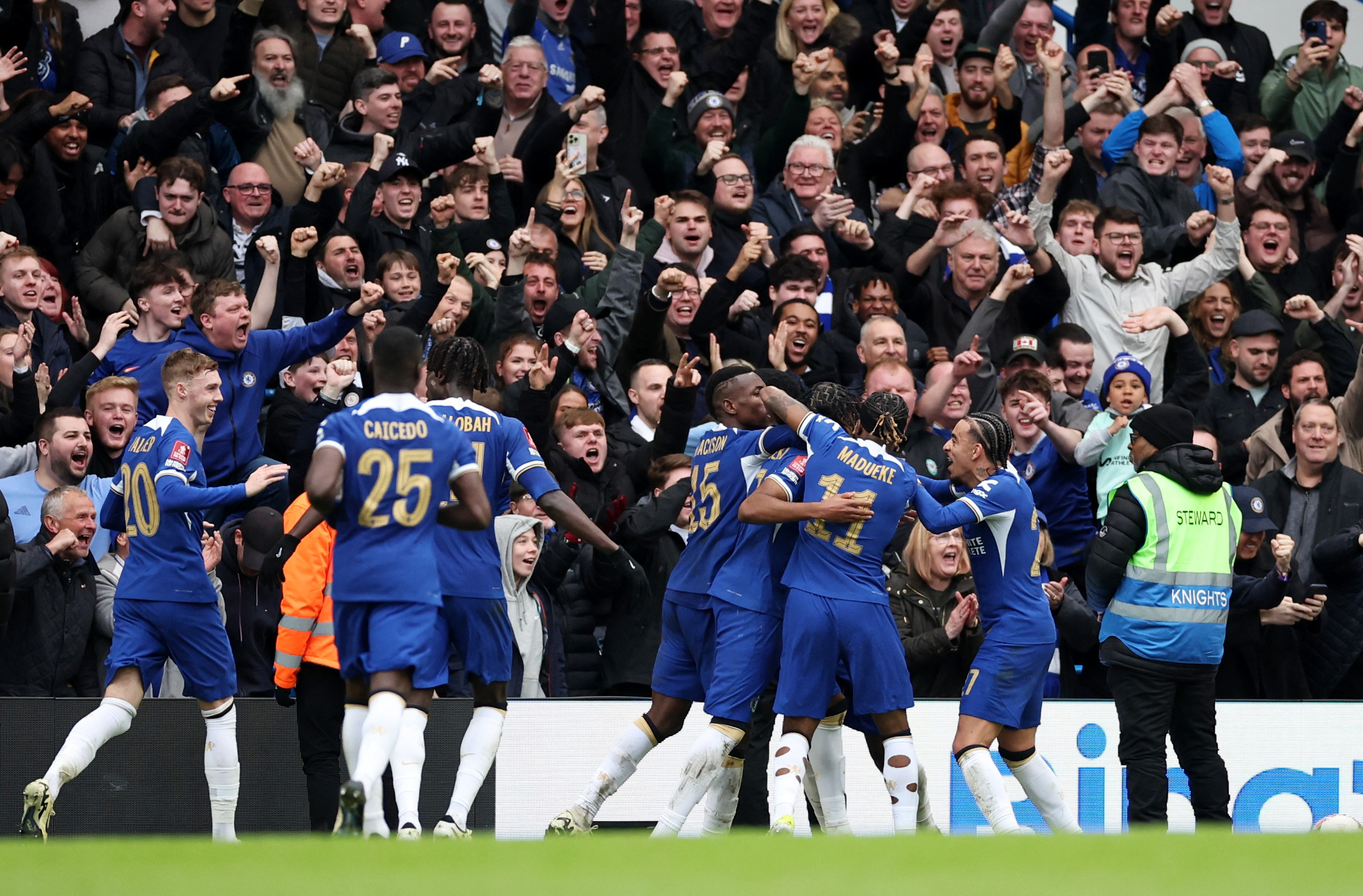 image Last-gasp goals earn Chelsea FA Cup quarter-final win over Leicester