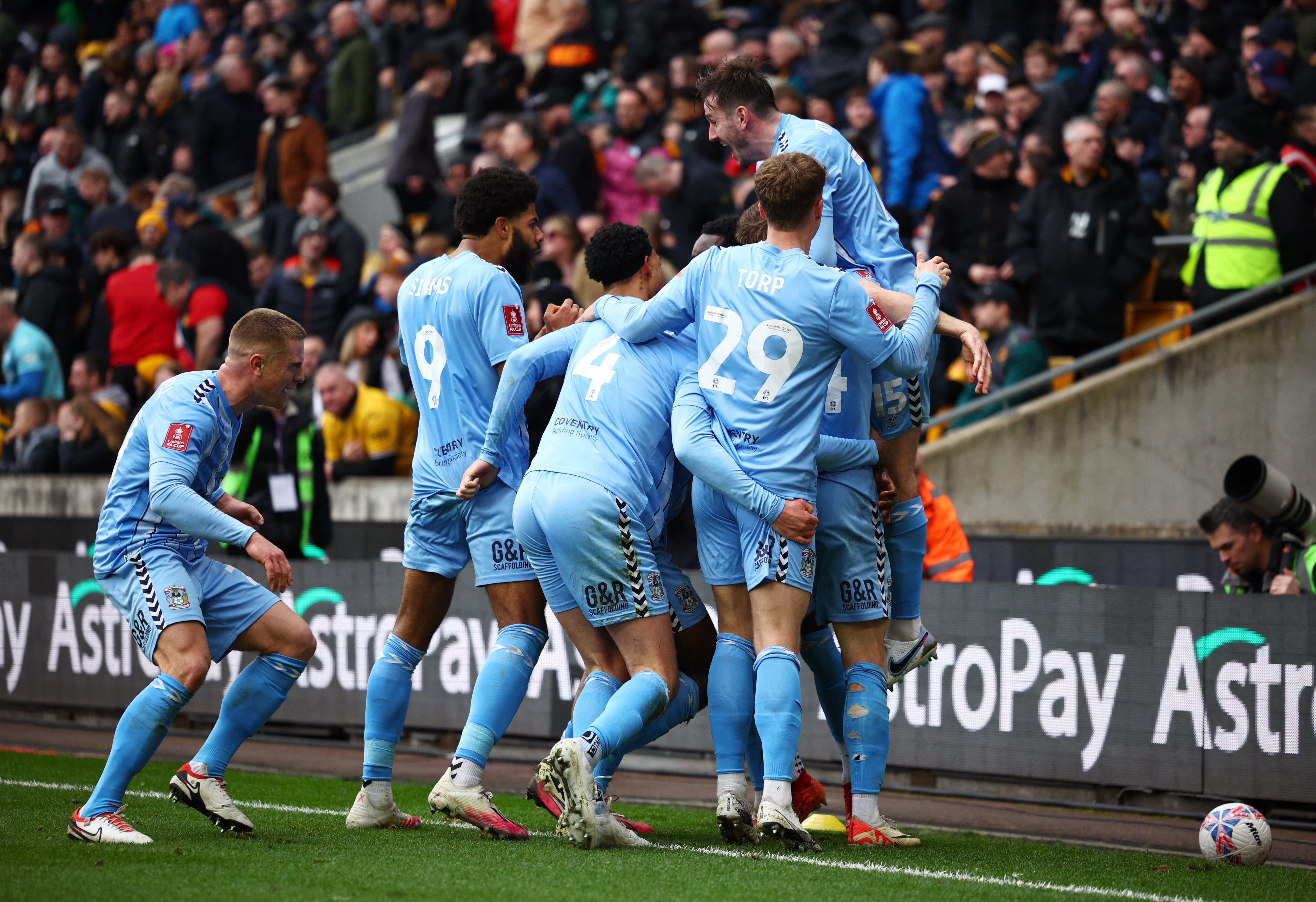 image Coventry stun Wolves in FA Cup quarters with injury-time goals