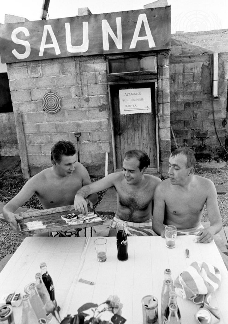 feature tom capt. eino pietikainen, commander, 2 company, capt. georgas christos, omorphita company commander, greek cypriot national guard; and capt. veiko kaukkonen, mpio, finnish contingent in 1965