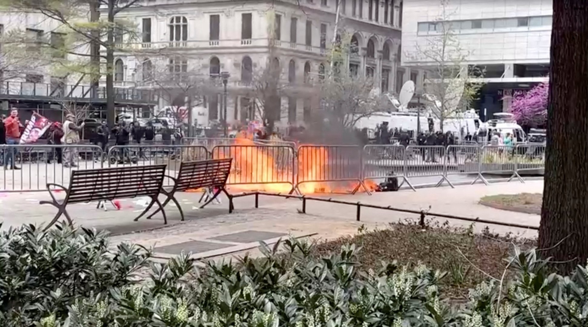 image Man dies after setting self on fire outside court where Trump trial underway