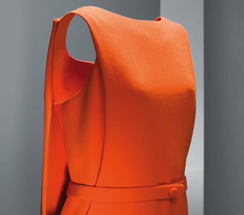 fashiion 1968 orange wool crepe day dress