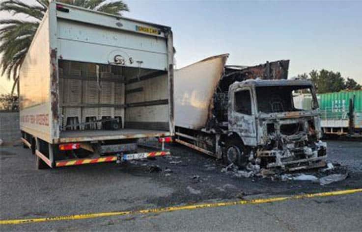 image Two lorries damaged by fire in Paphos