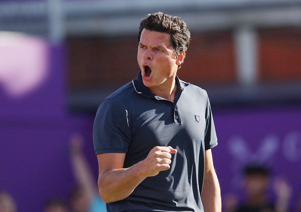 image Raonic downs Norrie with record 47 aces at Queen&#8217;s Club