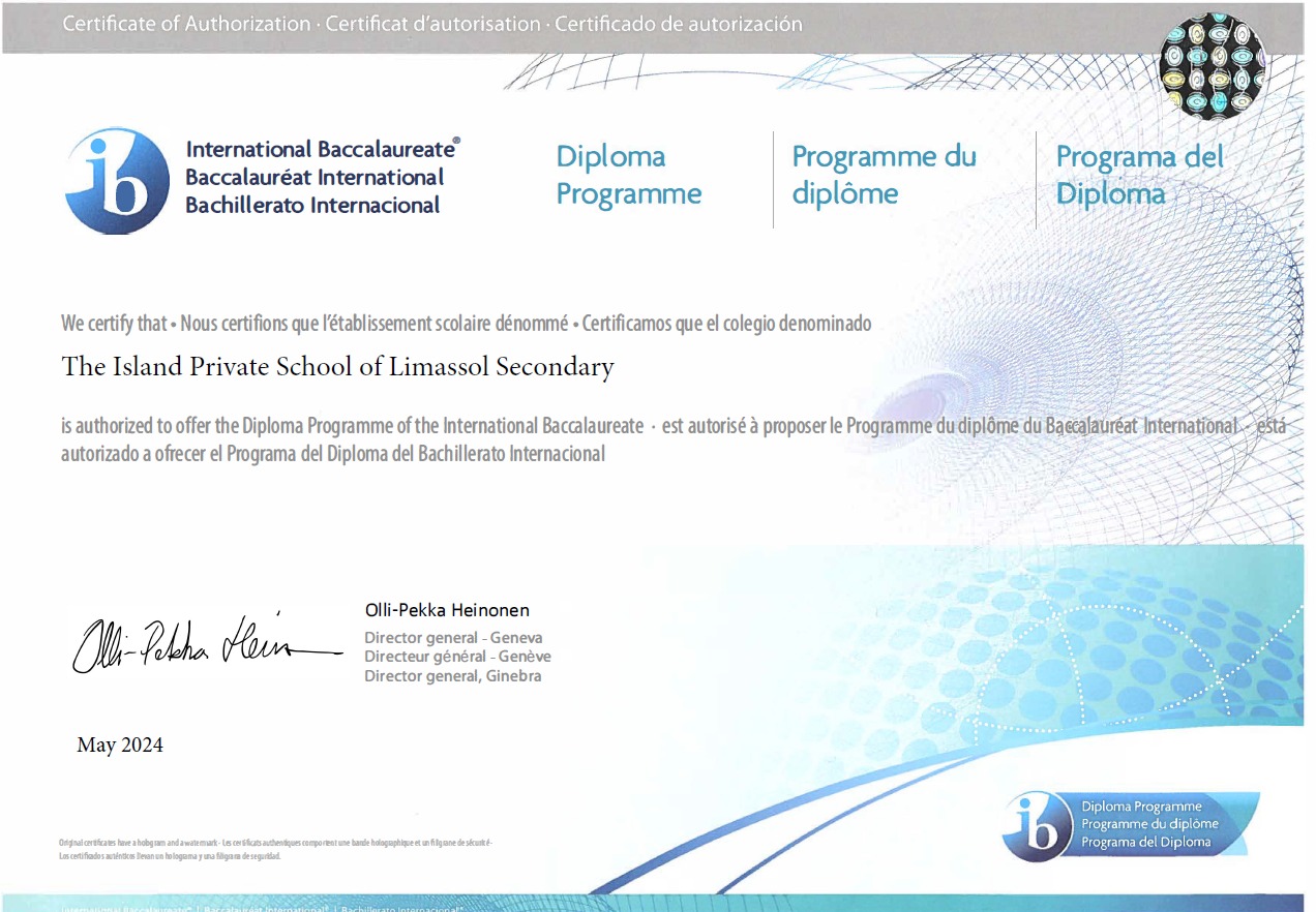 image Island Private School offers IB programmes, first in Limassol