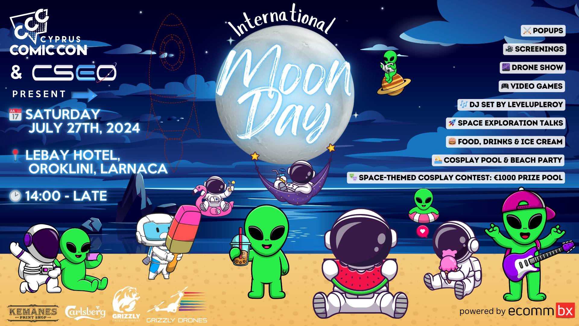 image Outer space film night and beach party