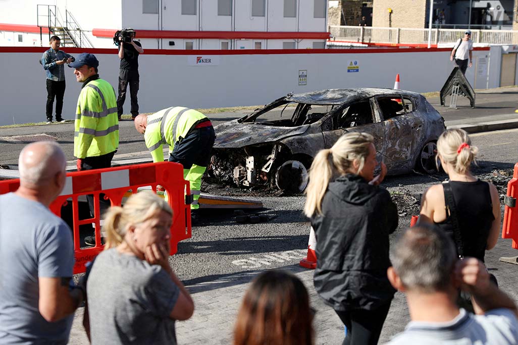image British police boost presence after night of rioting in Sunderland