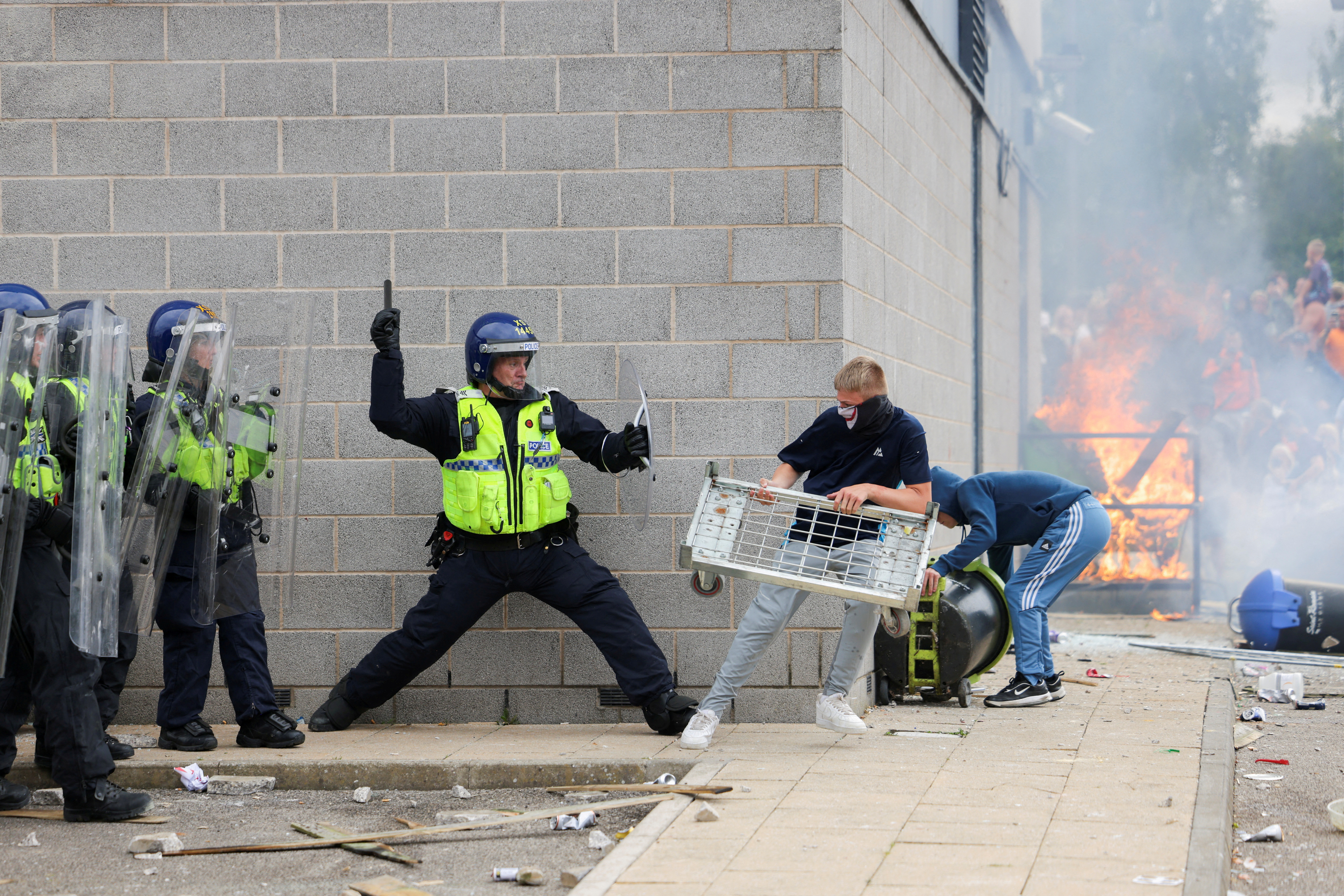 image Man jailed for three years for punching police officer in anti-Muslim riots