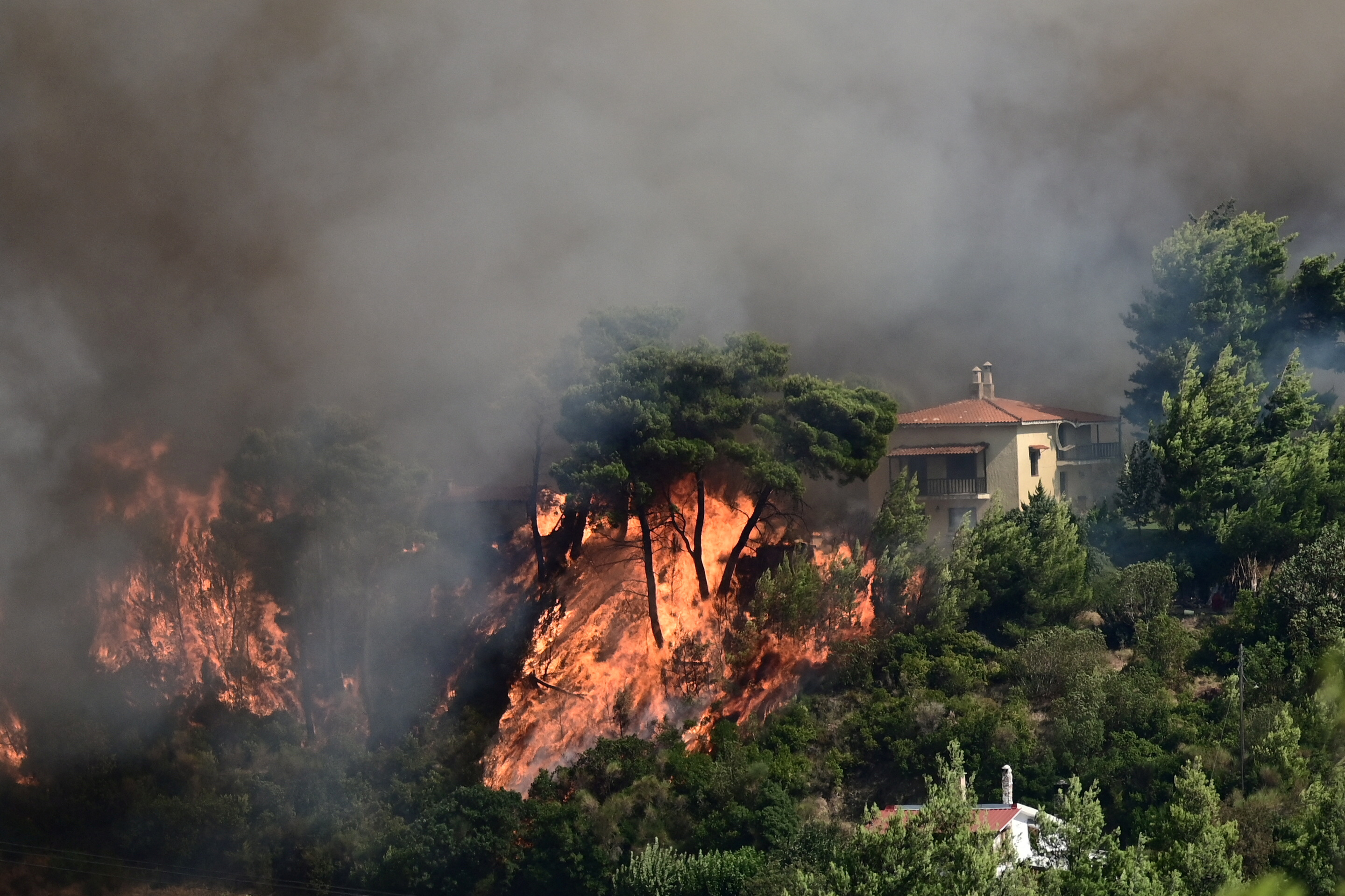 image Firefighters battle to contain two wildfires near Athens