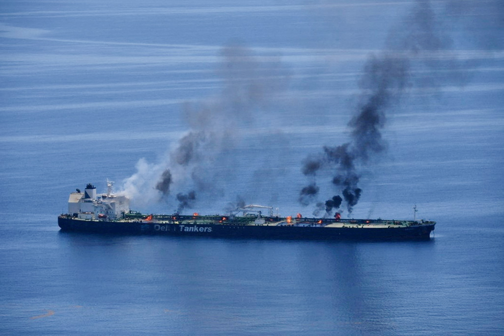 image Greek-flagged ship on fire since August 23 after Houthi attack