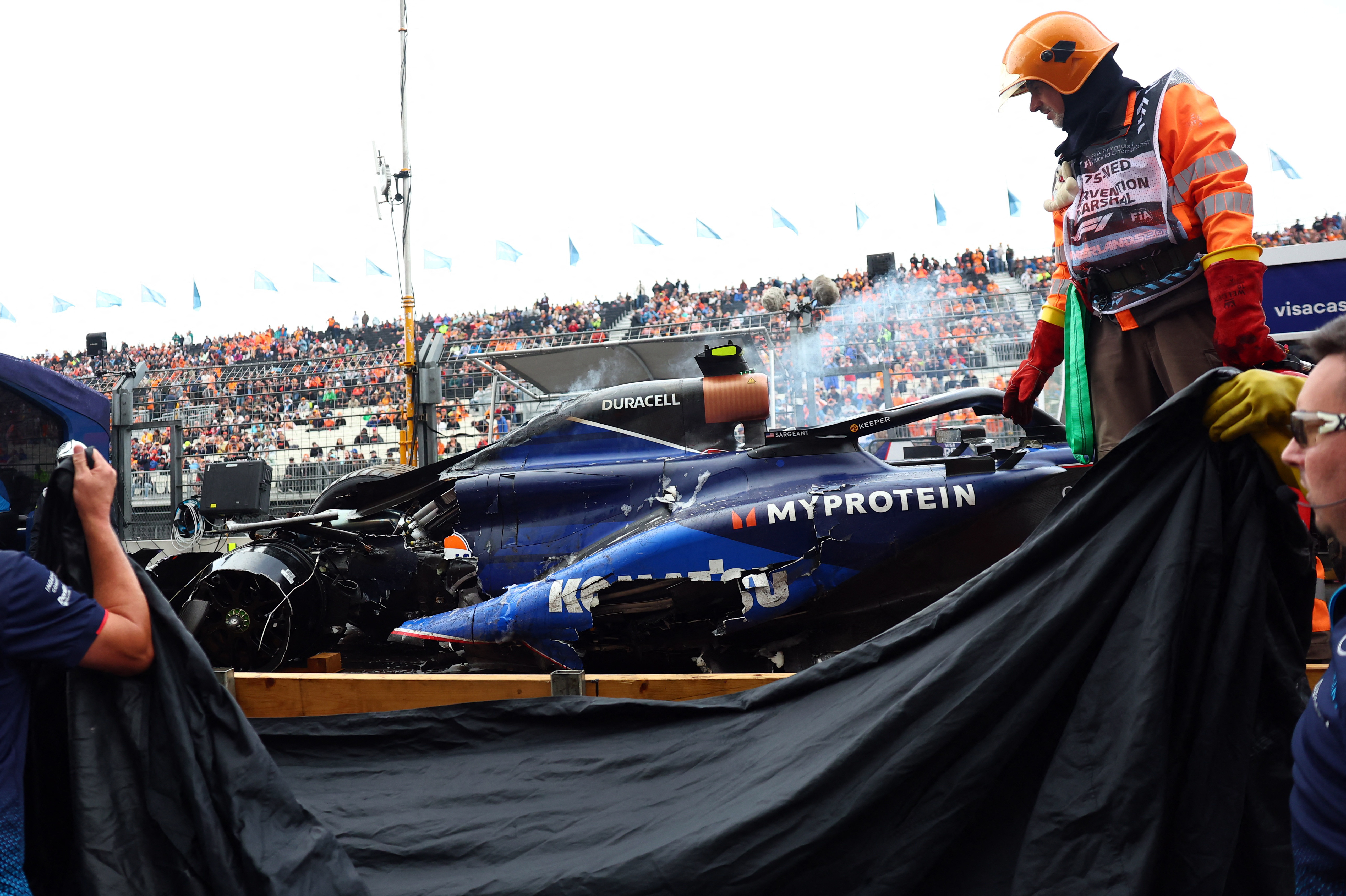 image Fiery Sargeant crash halts final Dutch GP practice