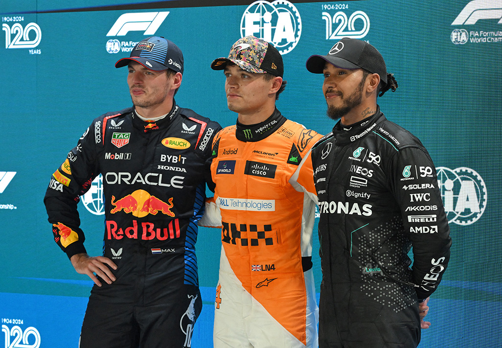 image Norris on pole in Singapore with Verstappen alongside