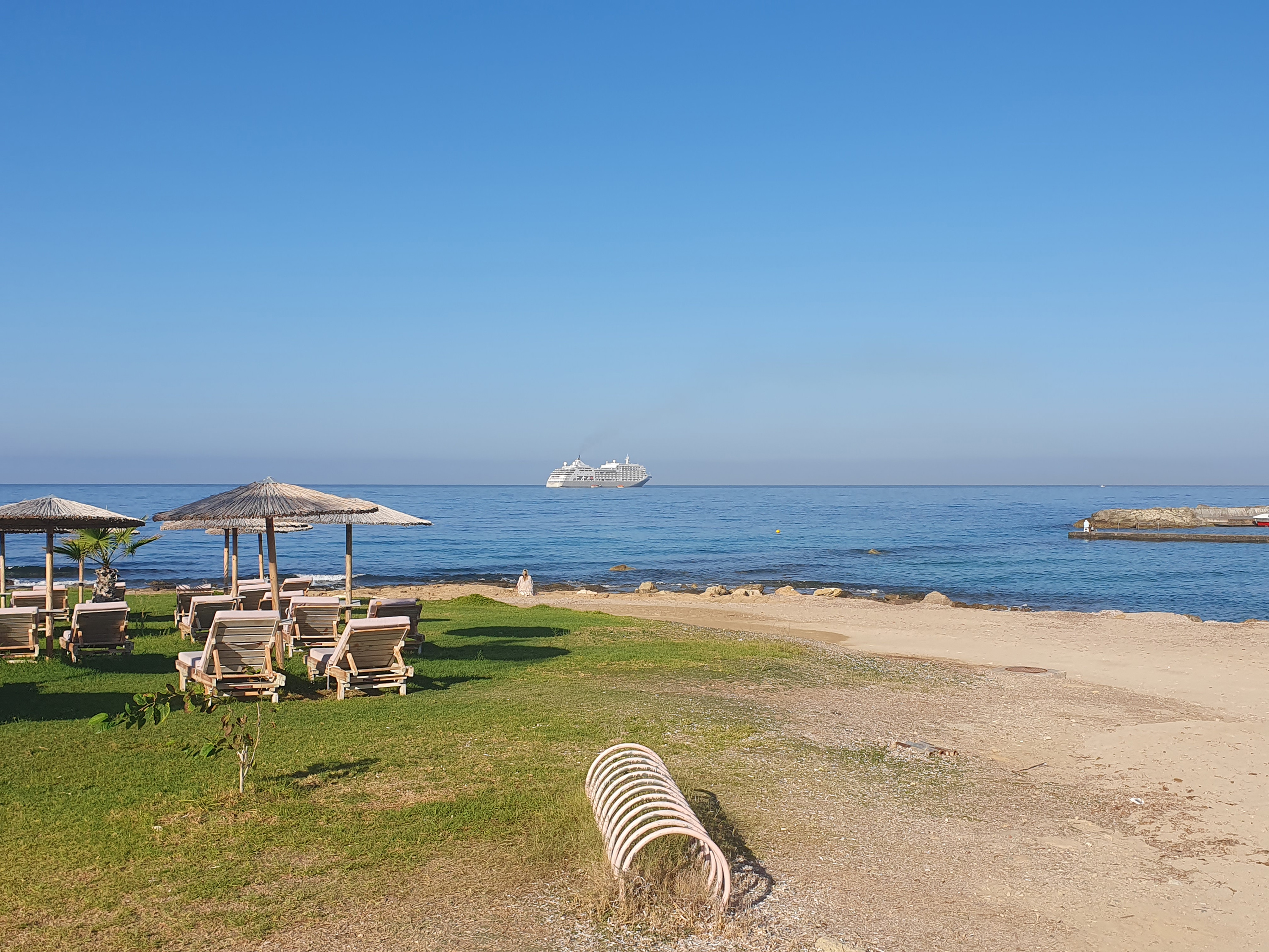 image Cruise ship Silver Ray anchors in Paphos