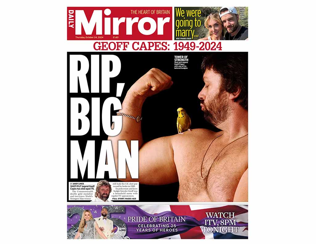 image British strongman, Olympian and budgie breeder Geoff Capes dies aged 75