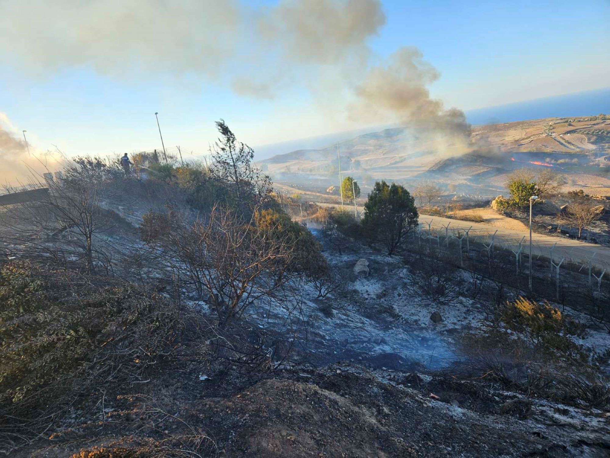 image Droushia fire started in roadside ditch
