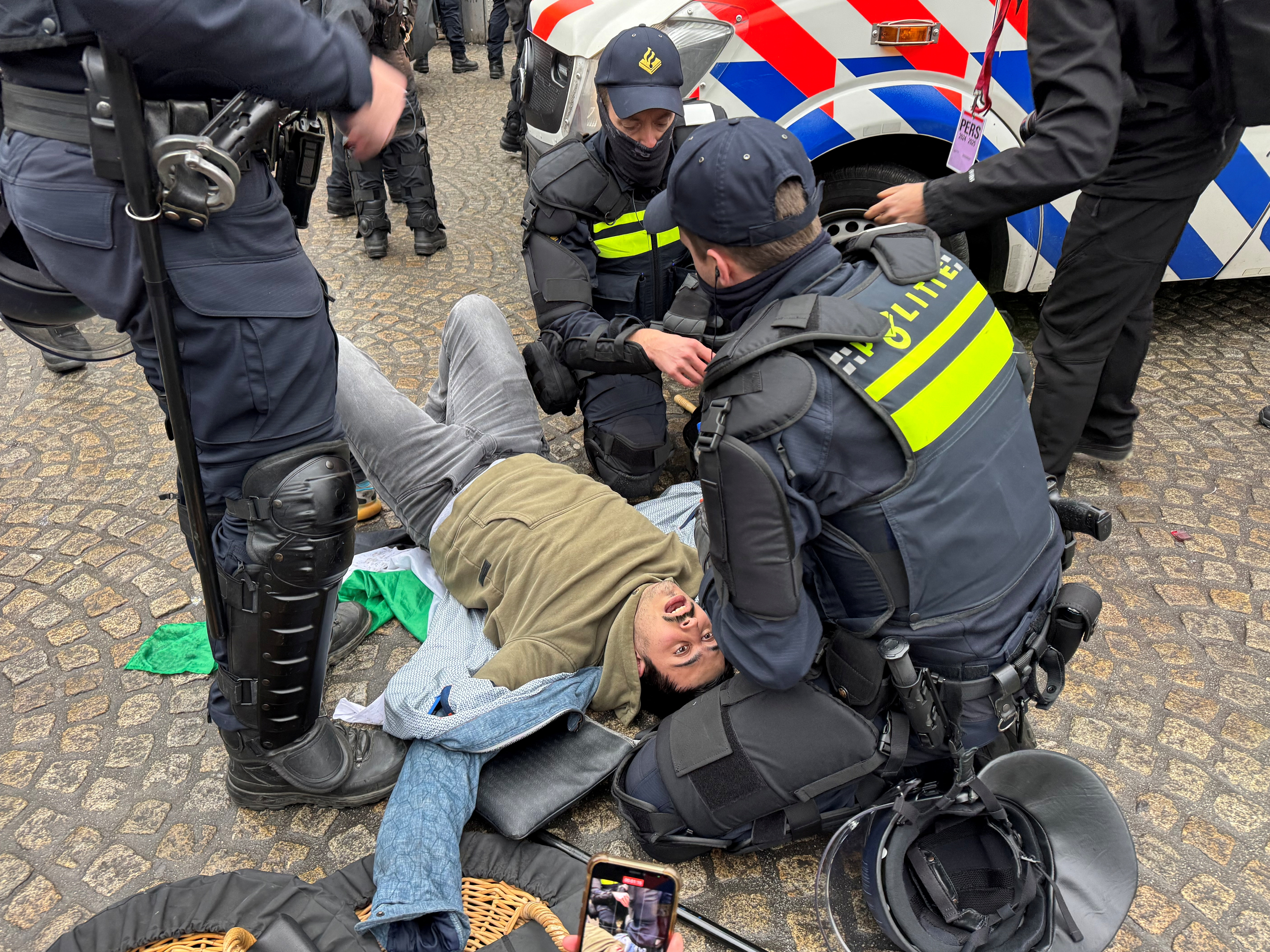 image Dutch police seize scores at pro-Palestinian rally after soccer unrest